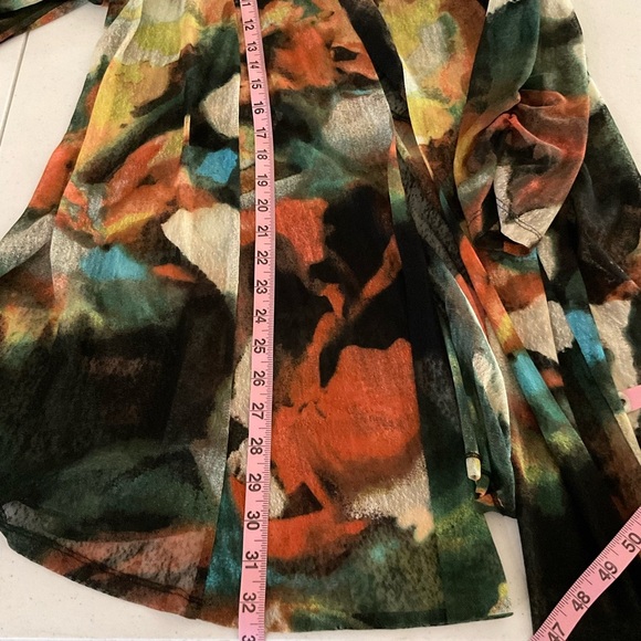 Ali Miles Sheer Kimono Abstract Black Multicolor 3/4 sleeves Women’s Size M - Picture 13 of 13